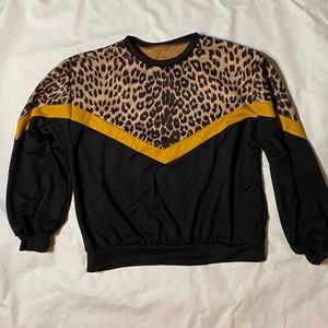 leopard panel sweatshirt